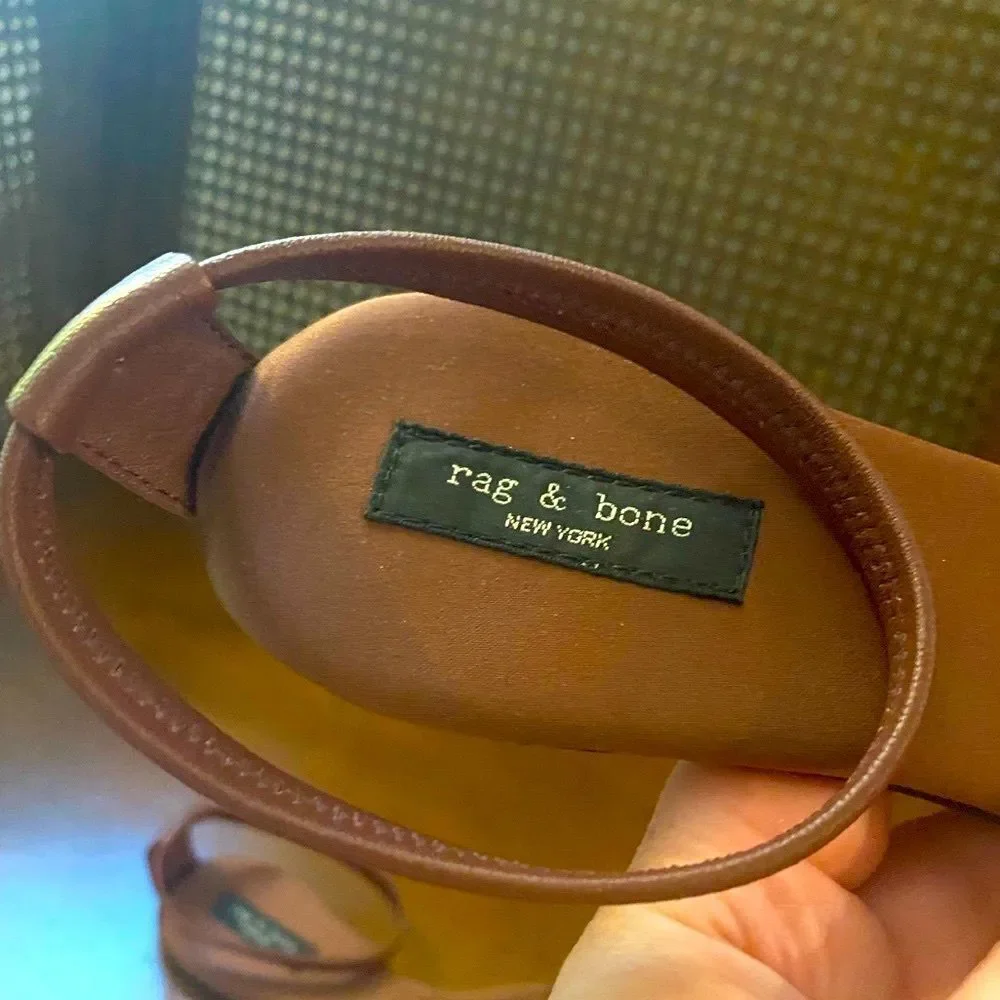 New rag & bone ellory brown rust slip on sandals ankle strap size 40 or USA 10